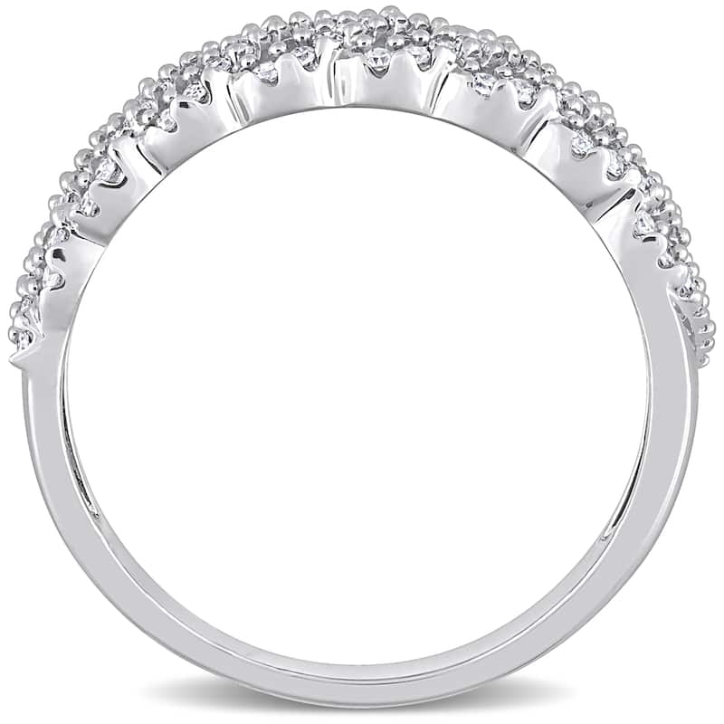 Miadora 1/3ct TDW Diamond Swirl Crossover Band Ring in 10k White Gold