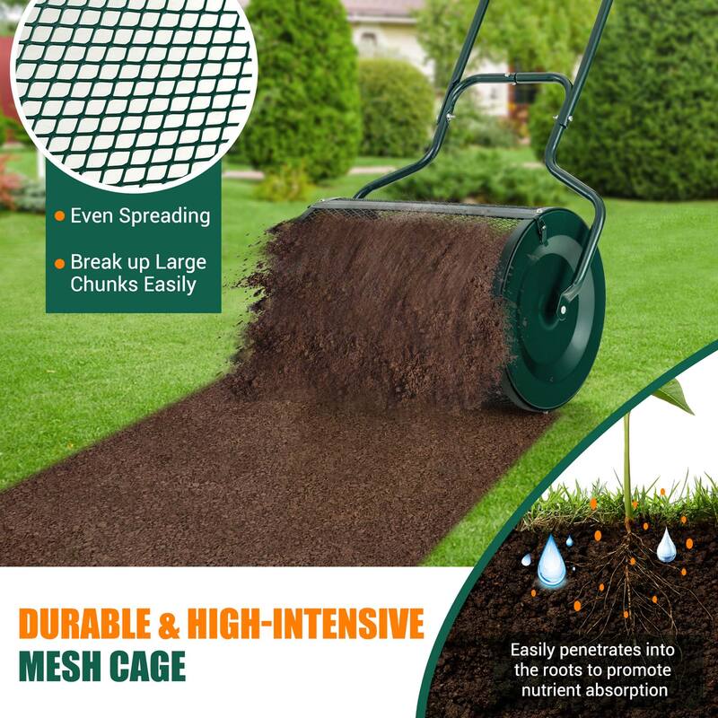 Costway 24" Peat Moss Spreader Compost Spreader with Upgrade Side - See Details