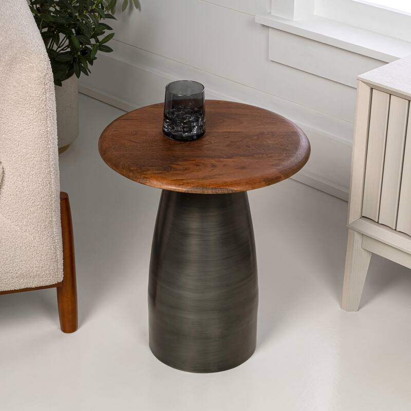 Skye 18" Square Wood/Metal Accent Table - 15.75L x 15.75W x 18H - Honey Nickel (round)