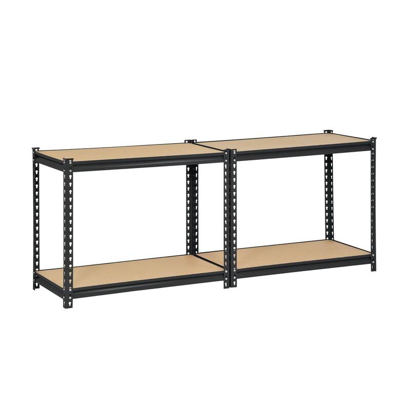 Edsal Adjustable 4 Shelf Black Steel Storage Organization Shelving Unit (2 Pack) - 43