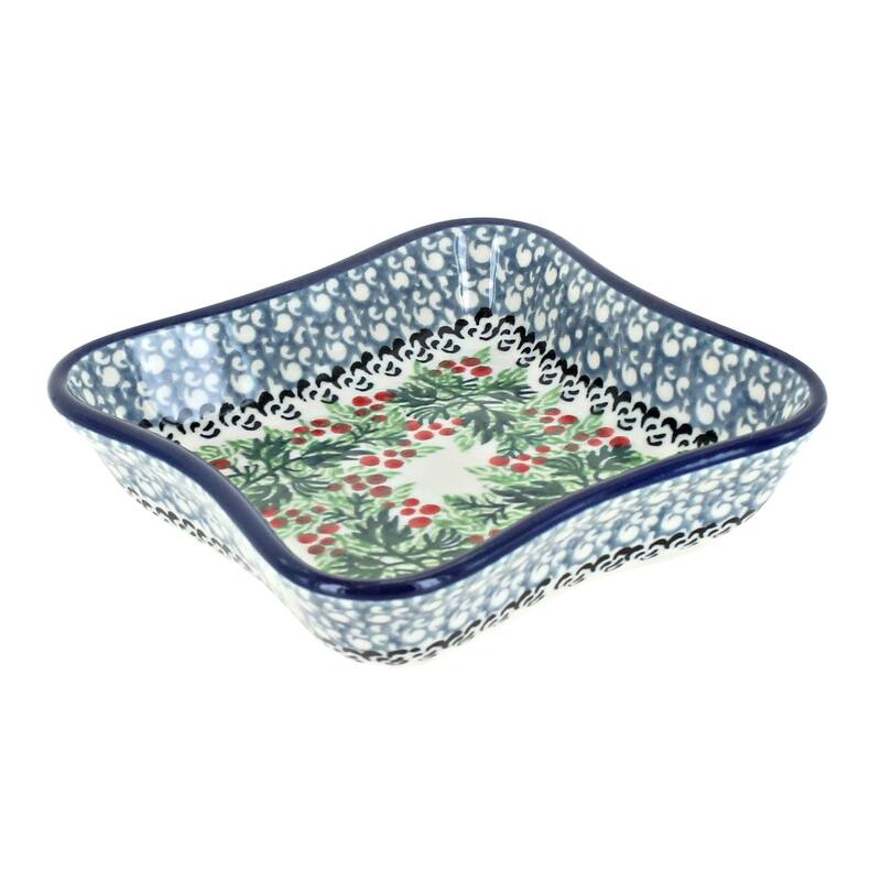 Blue Rose Polish Pottery 630 Ceramika Artystyczna Small Square Dish - Noelle