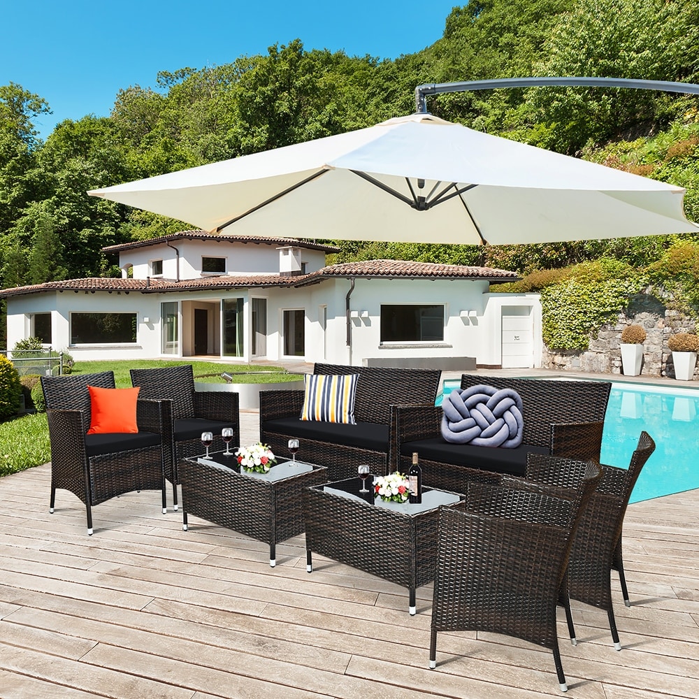 Black rattan patio set cheap