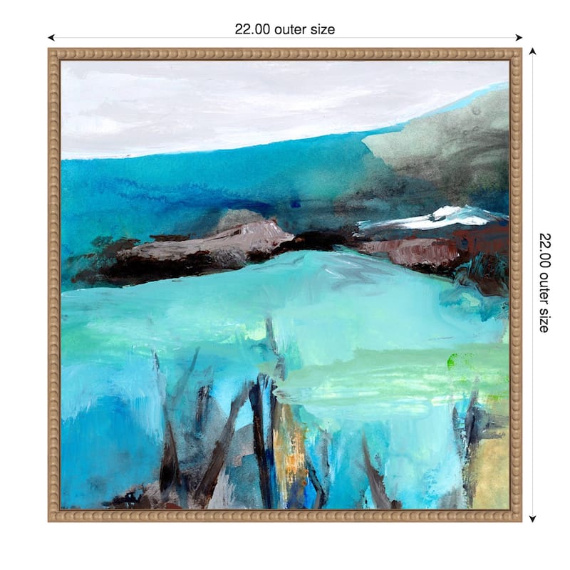 Mountain Lake 1 by Elan Studios Framed Canvas Wall Art Print - Sylvie Beaded Natural - 22 x 22 in
