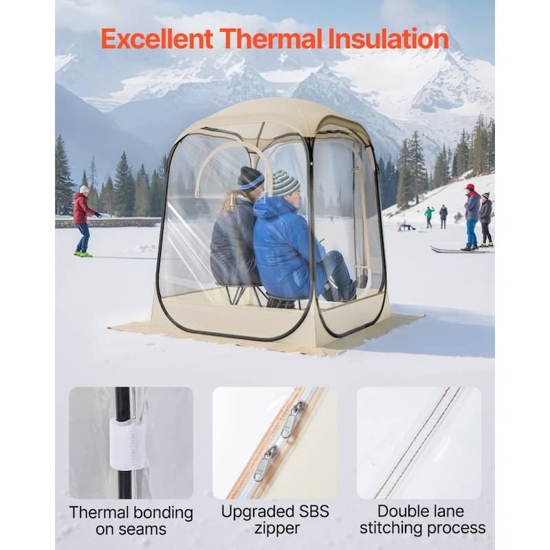 Beige Transparent Pop-Up Sports Tent TPU Oxford Fabric with Rods - 50.00 × 50.00 × 66.93 in