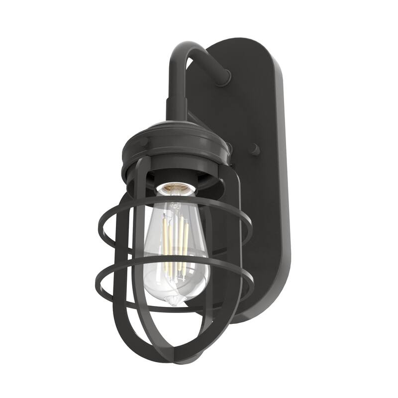 Hunter Starklake 1-Light Wall Sconce, Industrial, Caged, Rustic, Damp Rated - Noble Bronze