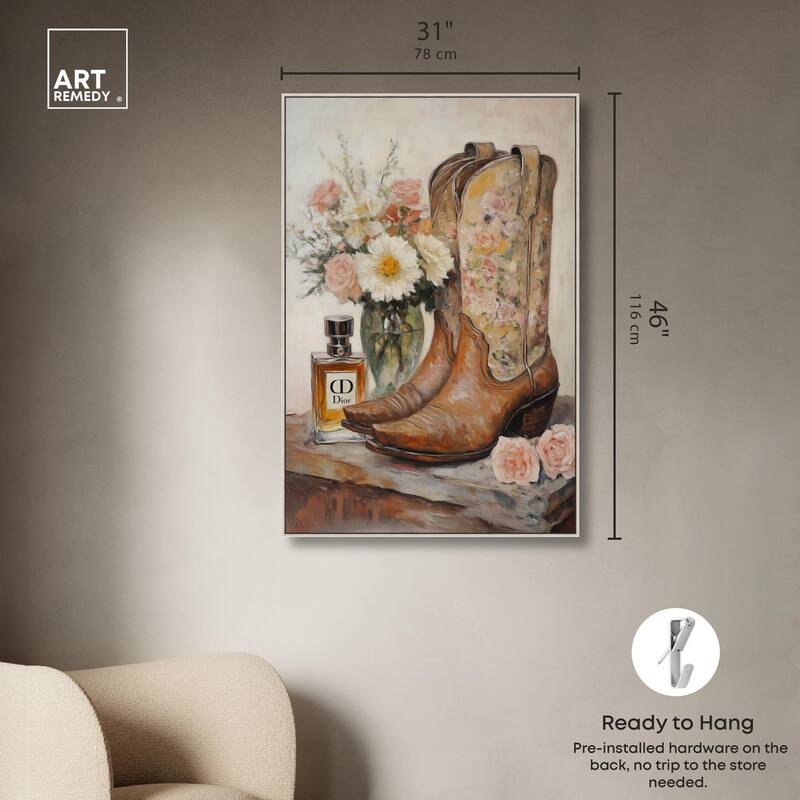 Delicate Floral Boots Canvas by Art Remedy