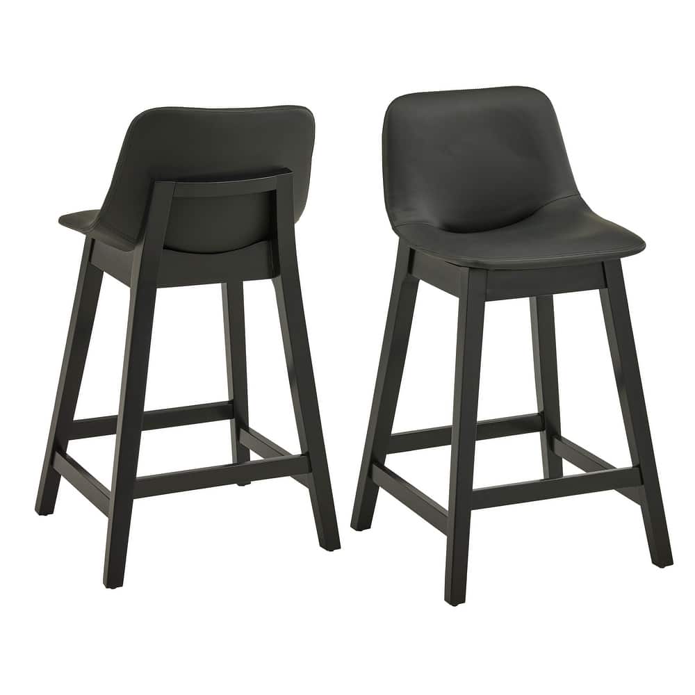 Savinhill Black Finish Vegan Leather Counter Height Chair (Set of 2) by iNSPIRE Q Modern