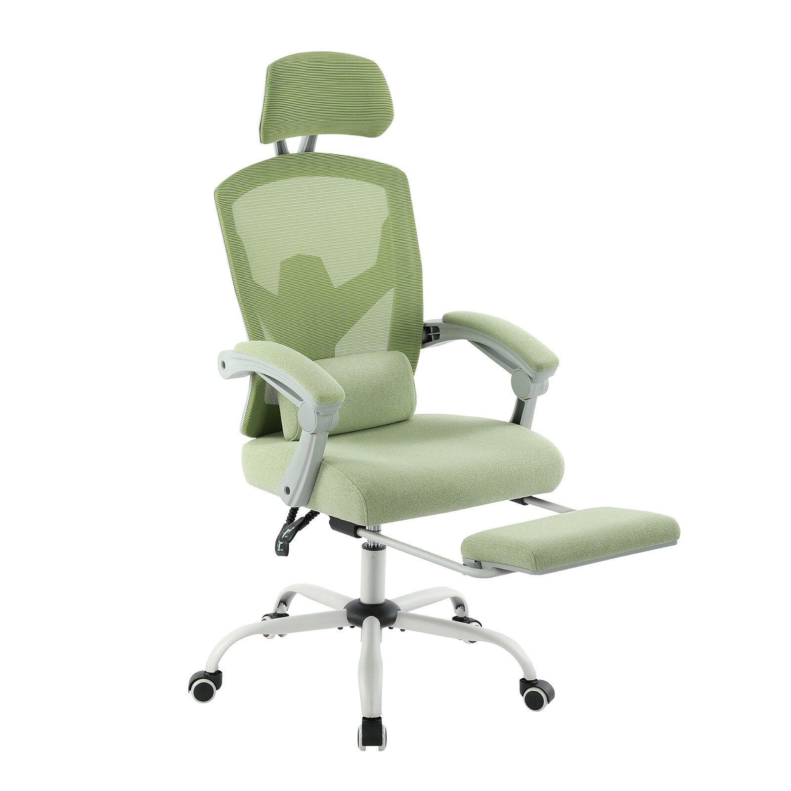 Green High Back Gaming Chair with Footrest, 360 Degree Swivel - Main Image