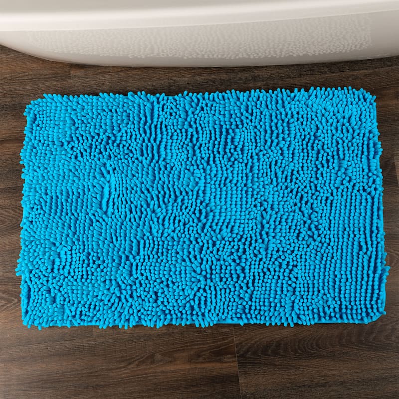 Bathroom Rugs - 2-Piece Memory Foam Bathroom Set with Chenille Shag Top and Non-Slip Base by Windsor Home