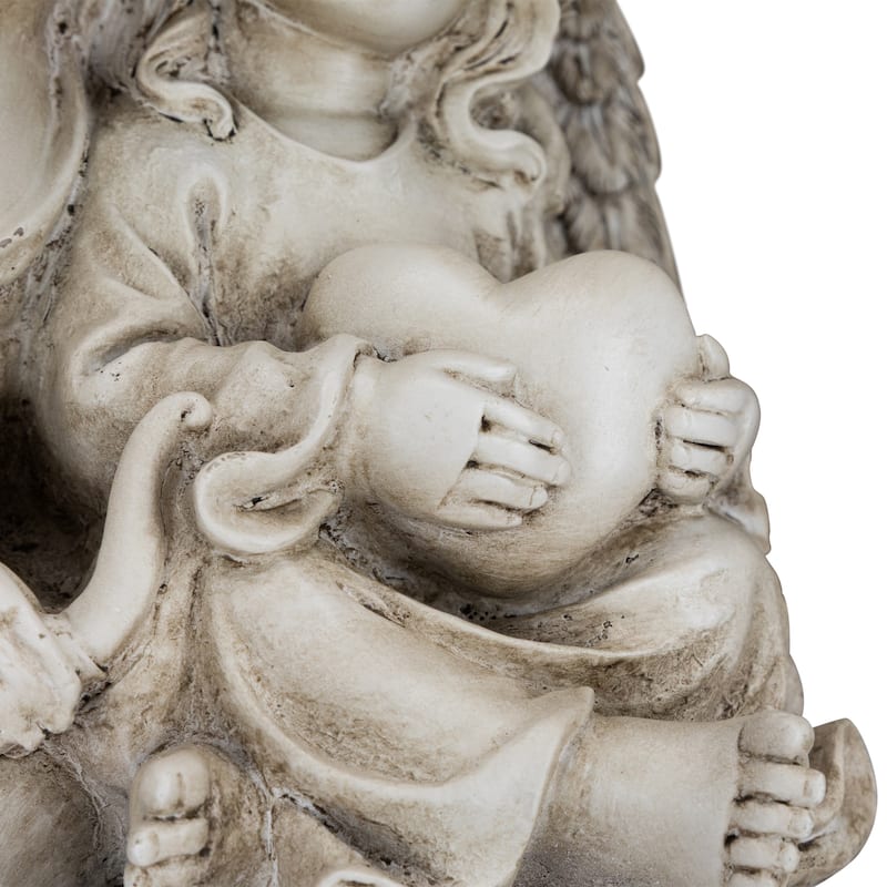 Double Cherubs with Heart Statue - 9"