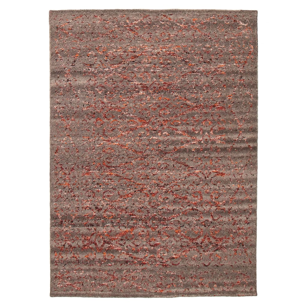 ECARPETGALLERY Hand-knotted Tangier Taupe Viscose, Wool Rug - 5'3 x 7'6