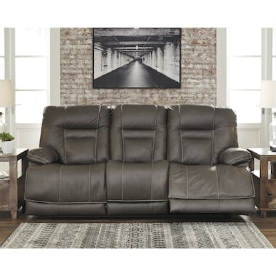 Wurstrow Contemporary Power Reclining Sofa with Adjustable Headrest Smoke