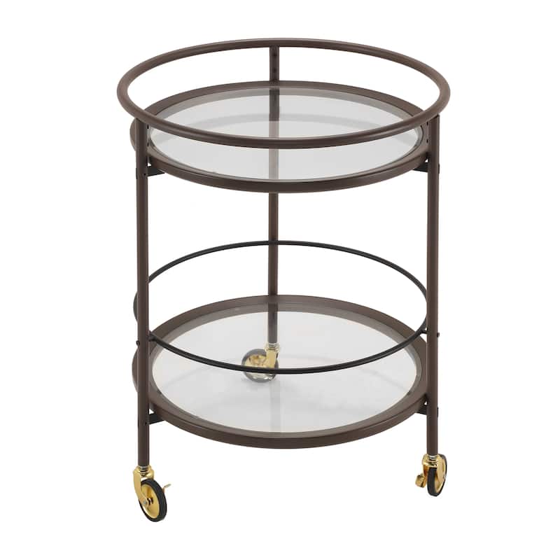 Christopher Knight Home - Aurelia Modern Round Bar Cart with Tempered Glass Shelves