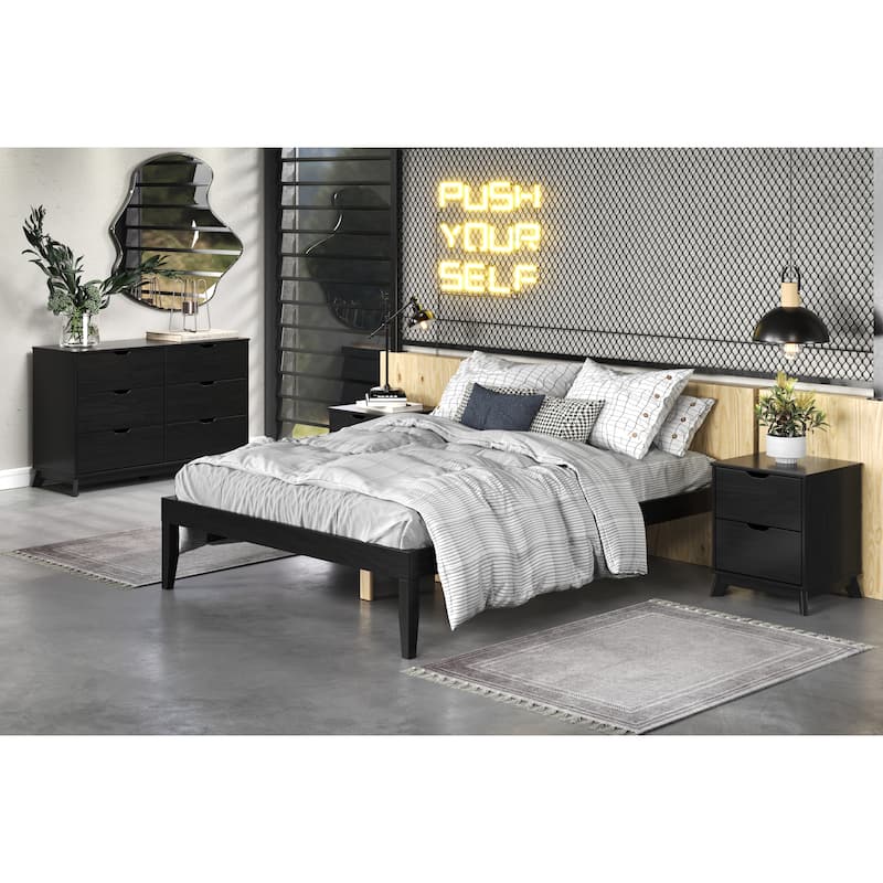 Purcell Solid Wood Platform Bed Frame - Black - Full