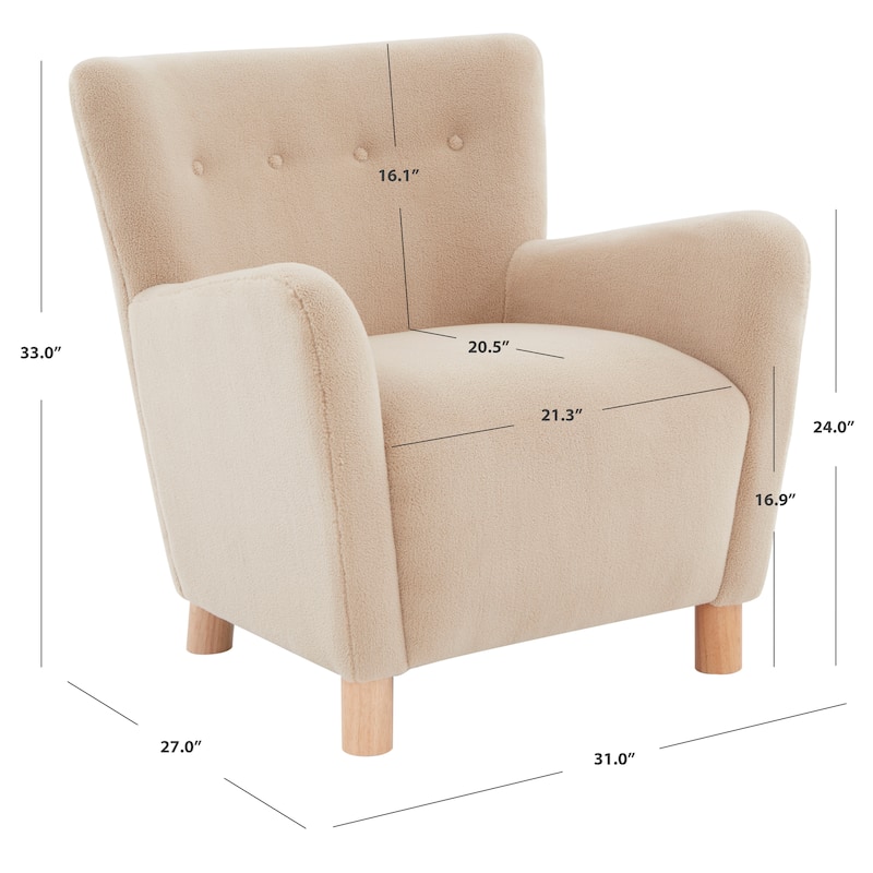SAFAVIEH Couture Zornitza Faux Shearling Accent Chair - 31 In W x 27 In D x 33 In H - 31Wx27Dx33H