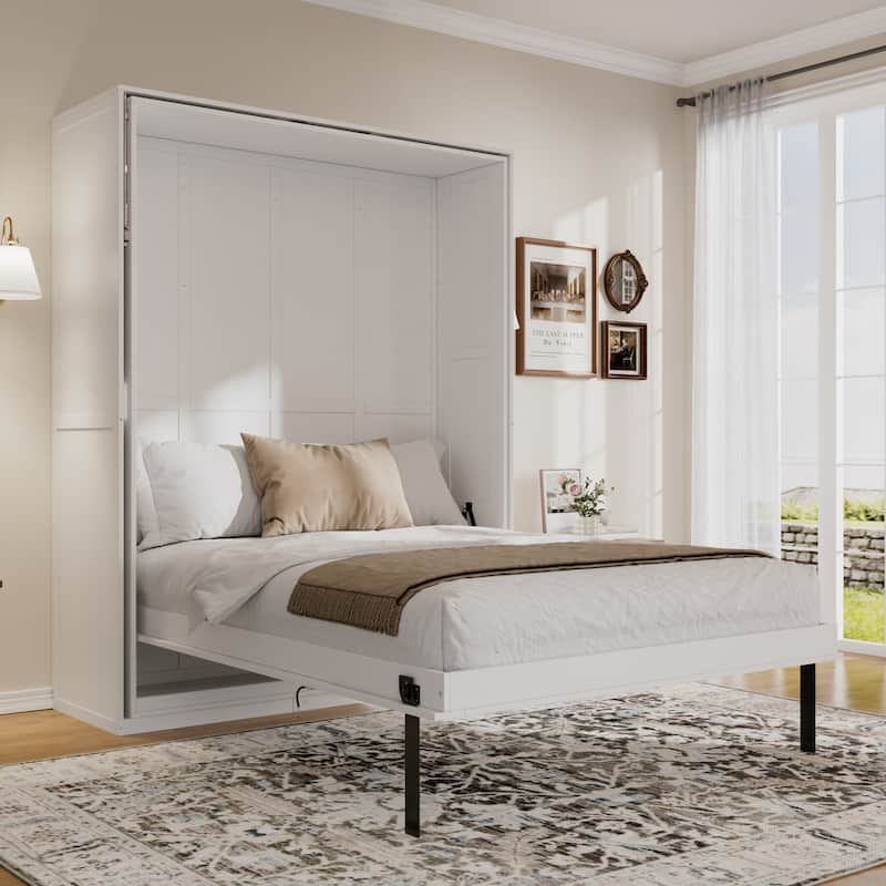 Queen Murphy Bed 360° Rotating Hidden Storage Racks Cabinet Wall Bed