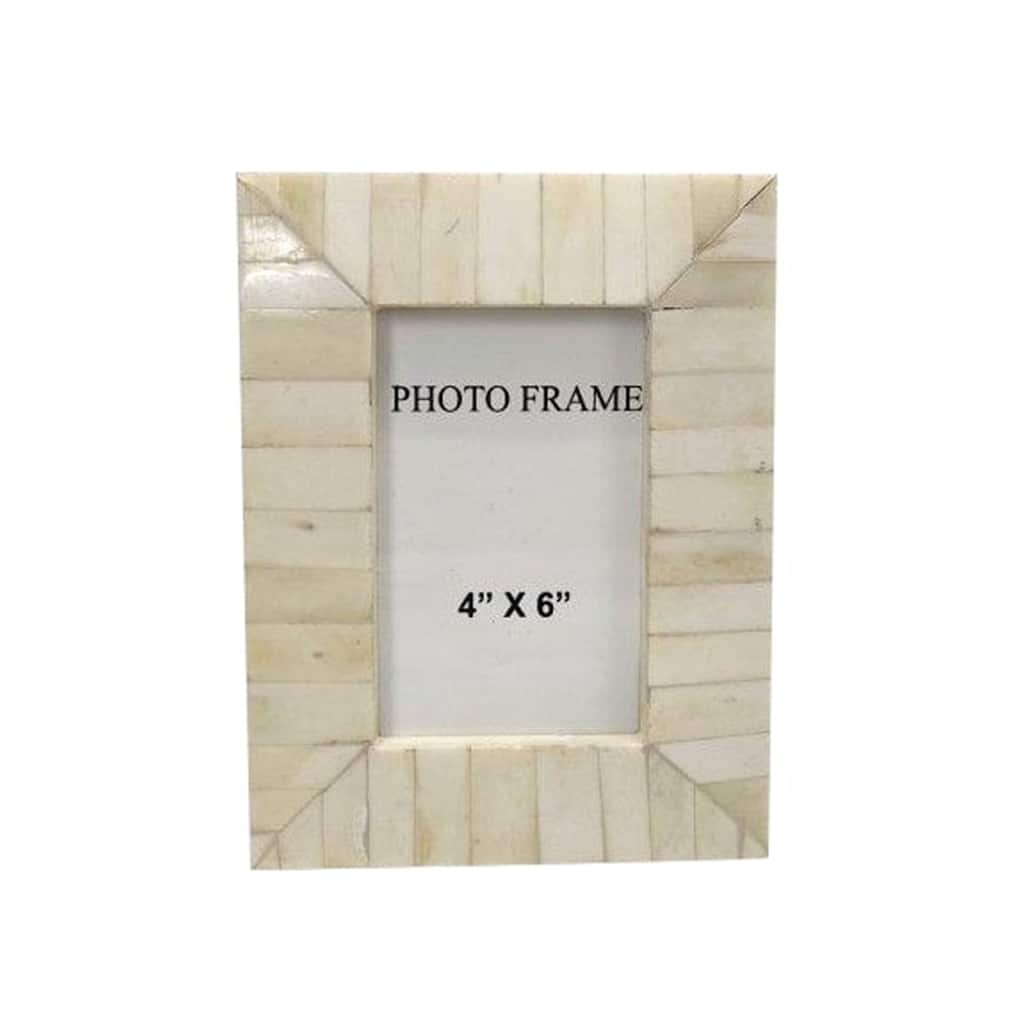 4x6" White Bone Picture Frame - White
