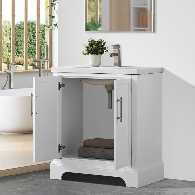 Vanity Art 30" Single Sink Bathroom Vanity with Ceramic Sink & Top