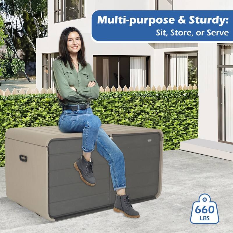 Domi 200 Resin Gallon Outdoor Storage Box - Waterproof, UV-Resistant Deck Box with Lockable Lid