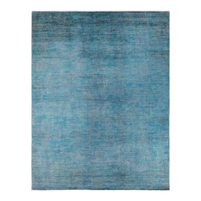 Vibrance, One-of-a-Kind Hand-Knotted Area Rug - Blue, 8' 0" x 10' 3" - 8' 0" x 10' 3"