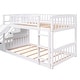 preview thumbnail 13 of 16, Elegant Stairway Twin over Twin Bunk Bed with Two Drawers, Convertible Ladder and Slide, Save Space or Split Into 2 Beds, White