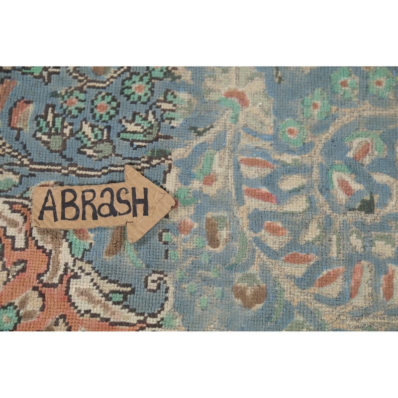 Blue Floral Tabriz Persian Vintage Area Rug Handmade Wool Carpet - 6'7"x 9'11"
