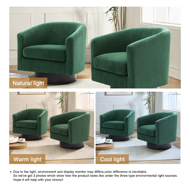 Modern Round Swivel Accent Chair Set of 2 Barrel Chair for Living Room