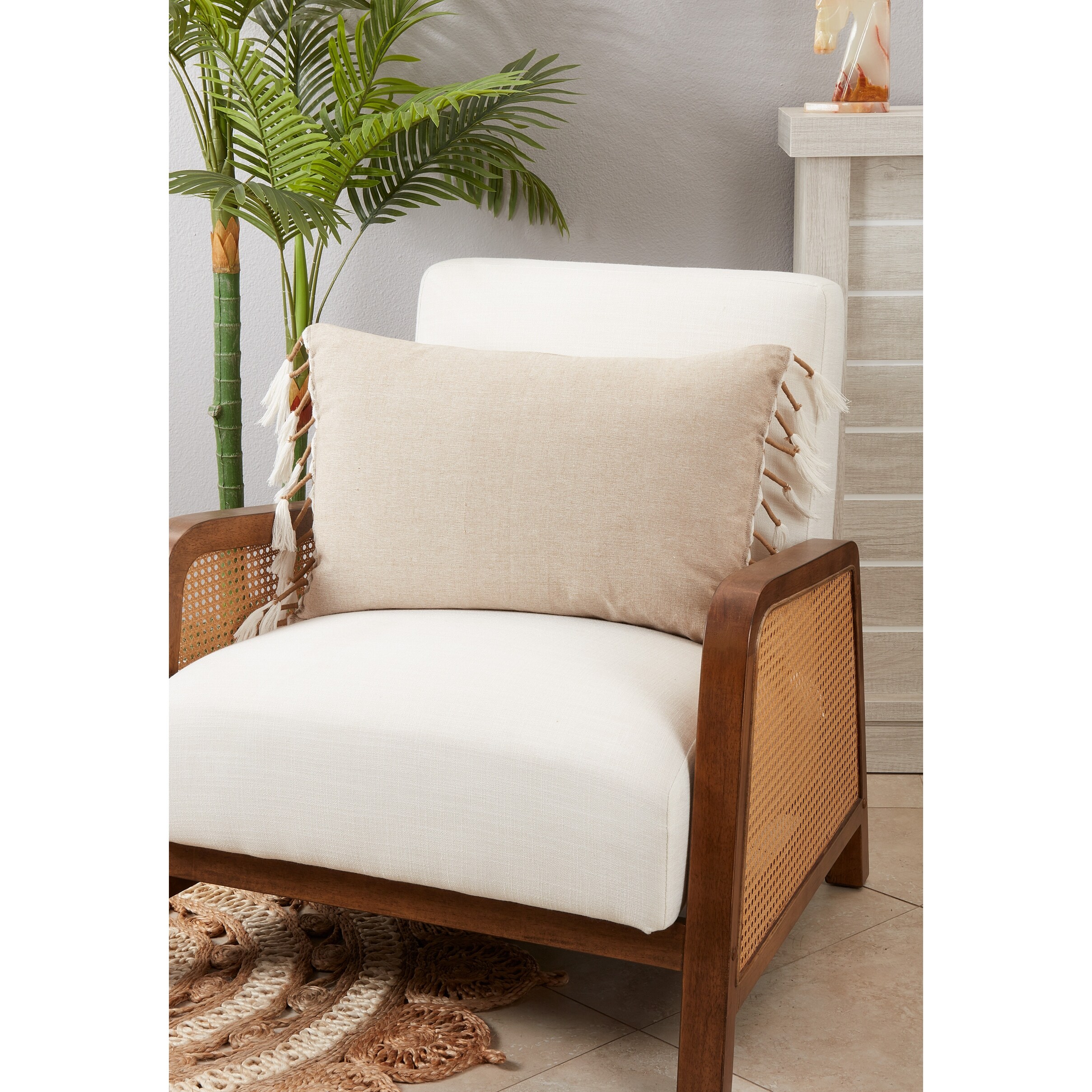 Throw Pillow With Tasseled Design-image