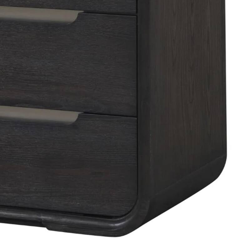 Osko 5 Drawer Tall Dresser Chest, Black Solid Poplar Wood with Steel Trim