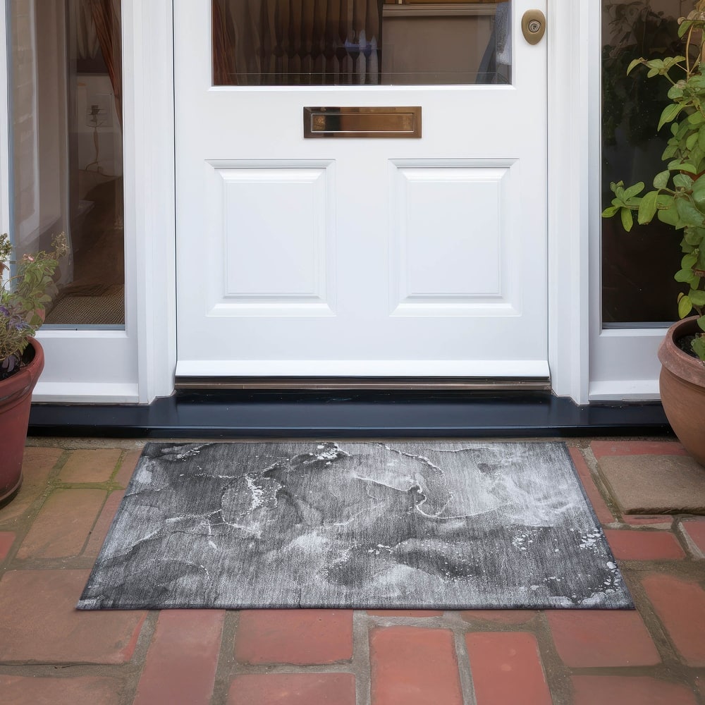 Machine Washable Indoor/ Outdoor Abstract Chantille Rug