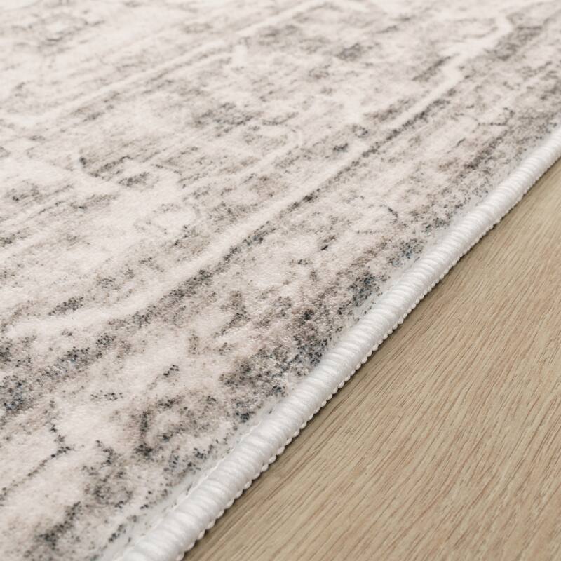 Modern Area Rug Bordered Classic Design in Vintage Look