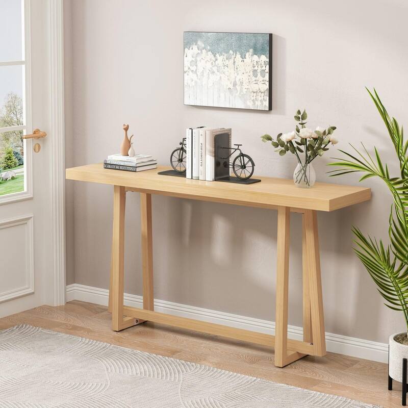 Stylish 60" Console Table, Rectangular Outdoor Entryway Table with Sturdy Construction for Hall Use