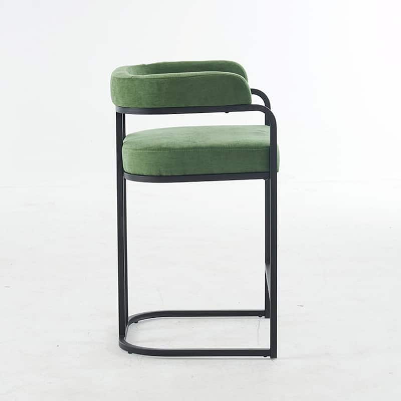 Modern Chenille Bar Stools Set of 2, Upholstered Counter Height Chairs