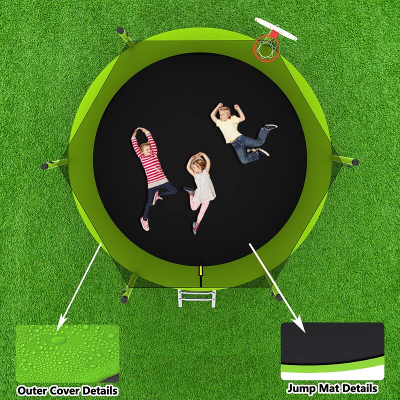 Green Recreational Trampoline - Outdoor Backyard Fun - 96
