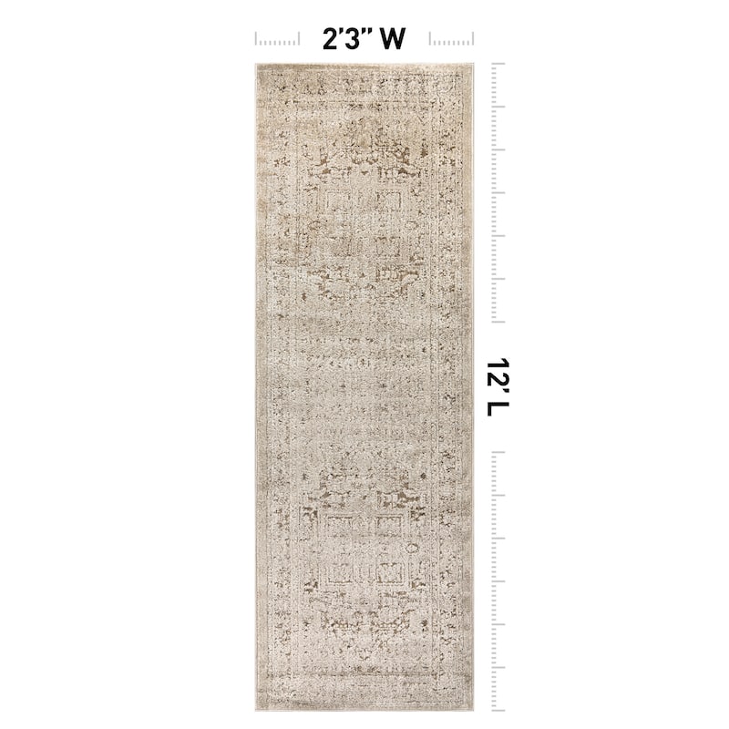 World Rug Gallery Textured Medallion Earth Beige Indoor High-Low Area Rug