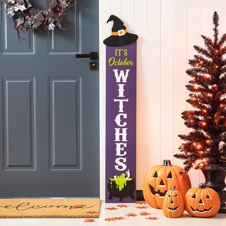 Glitzhome 48"H Halloween Wood Witch Hat Porch Sign Decor - Bed Bath ...