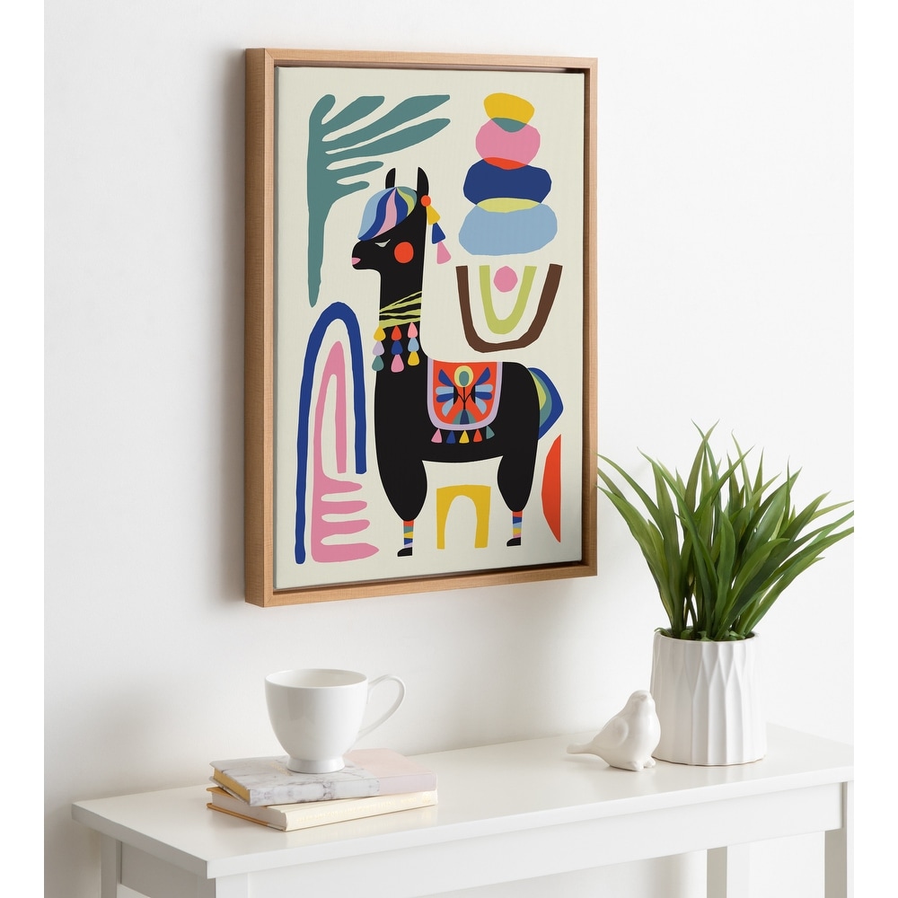 Kate and Laurel Sylvie Llama Mesatawe Framed Canvas by Rachel Lee
