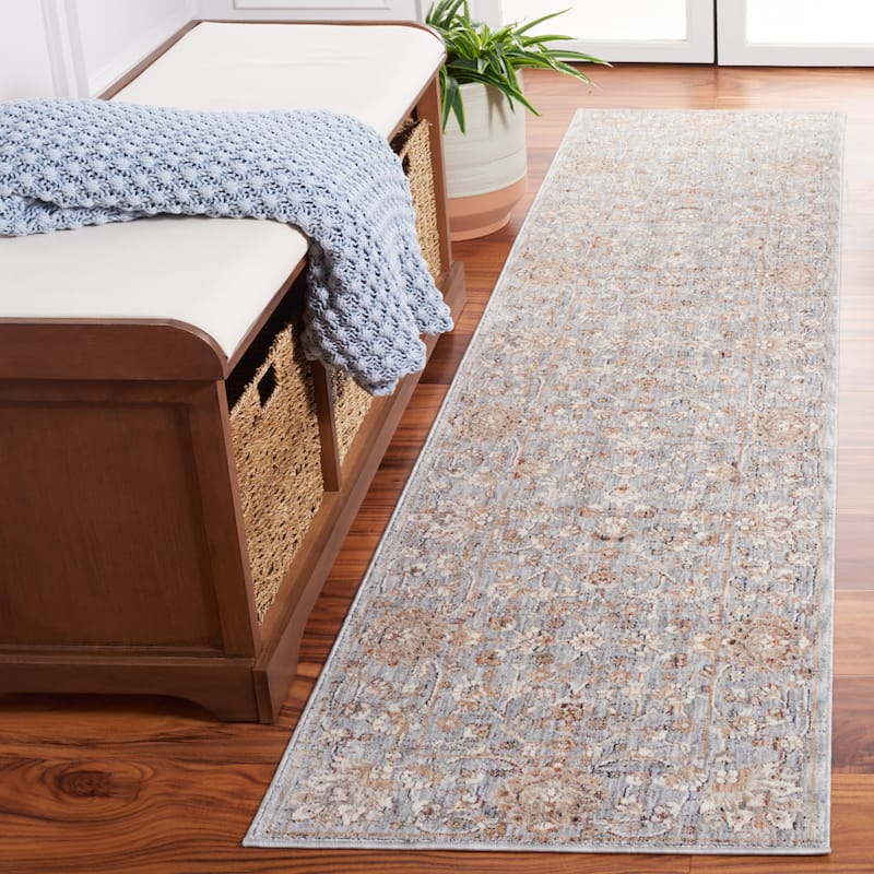 SAFAVIEH Harlow Slip Resistant Kerrie Oriental Rug - 2' x 8' Runner - Grey Blue/Ivory