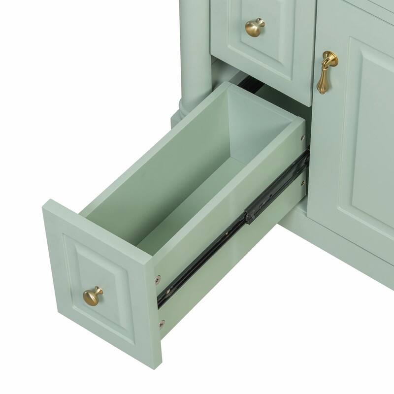 36" Bathroom Vanity with Sink, Freestanding Bathroom Cabinet with Ceramic Basin, Flip Drawer