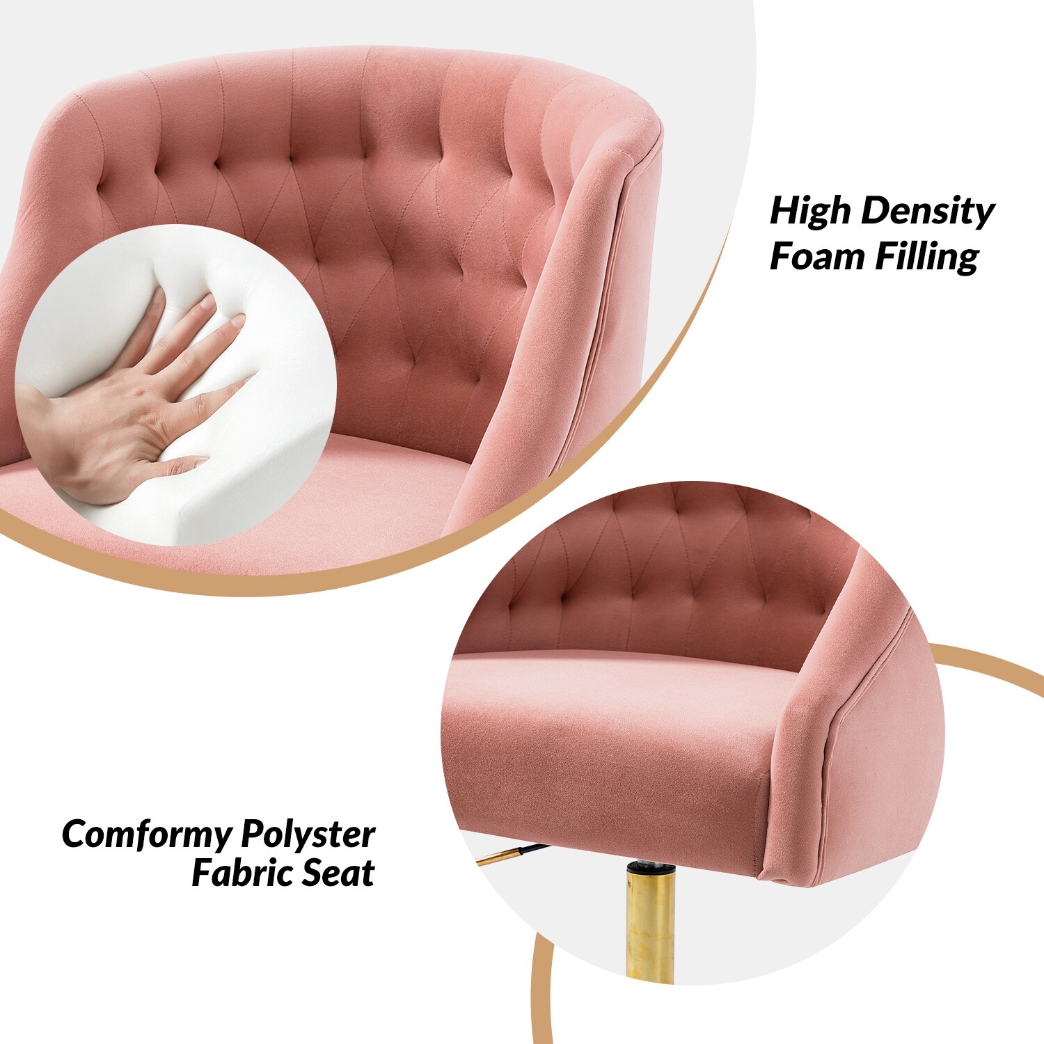 Modern Velvet Tufted Office Chair with Gold Metal Base by HULALA HOME Bed Bath Beyond 32111389