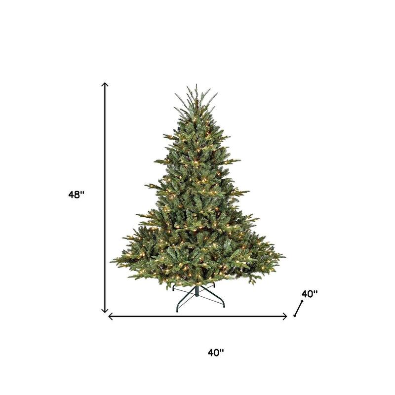 HomeRoots 4' Pre Lit Full Pine Christmas Tree - Green - 40.00 in. x 48.00 in. x 40.00 in.
