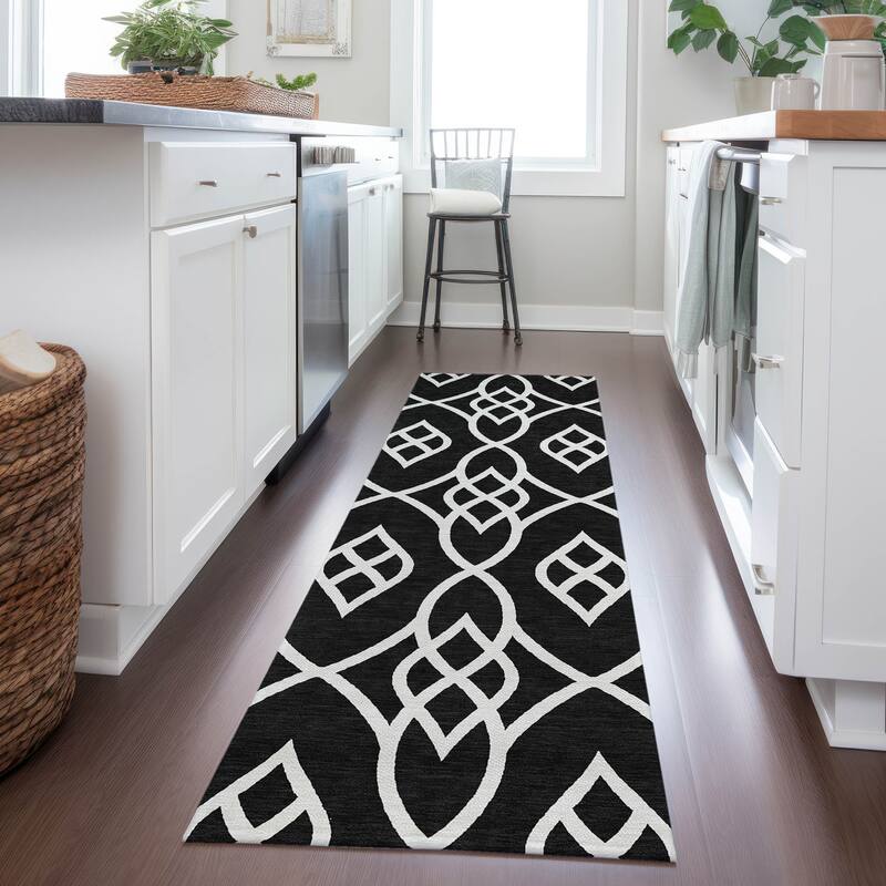 Machine Washable Indoor/ Outdoor Chantille Modern Trellis Rug