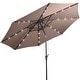 preview thumbnail 10 of 8, Patio Market 10-foot Solar Powered LED Light Umbrella Tan