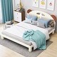 preview thumbnail 2 of 6, Full Size Pine Wood Bear Ears Platform Bed with LED lights