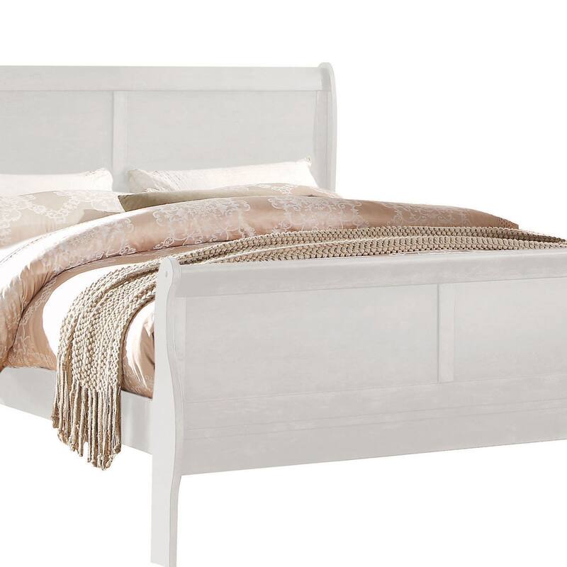 White Queen Sleigh Bed with Storage Drawer and Brushed Nickel Hardware