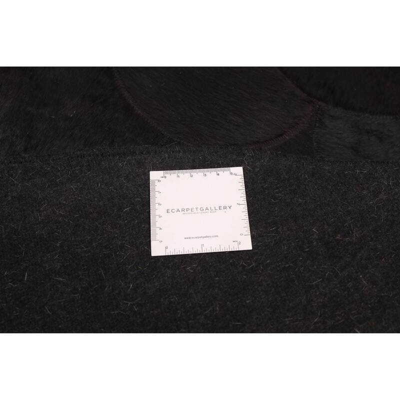 ECARPETGALLERY Handmade Cowhide Patchwork Black Leather Rug - 6'4 x 6'4