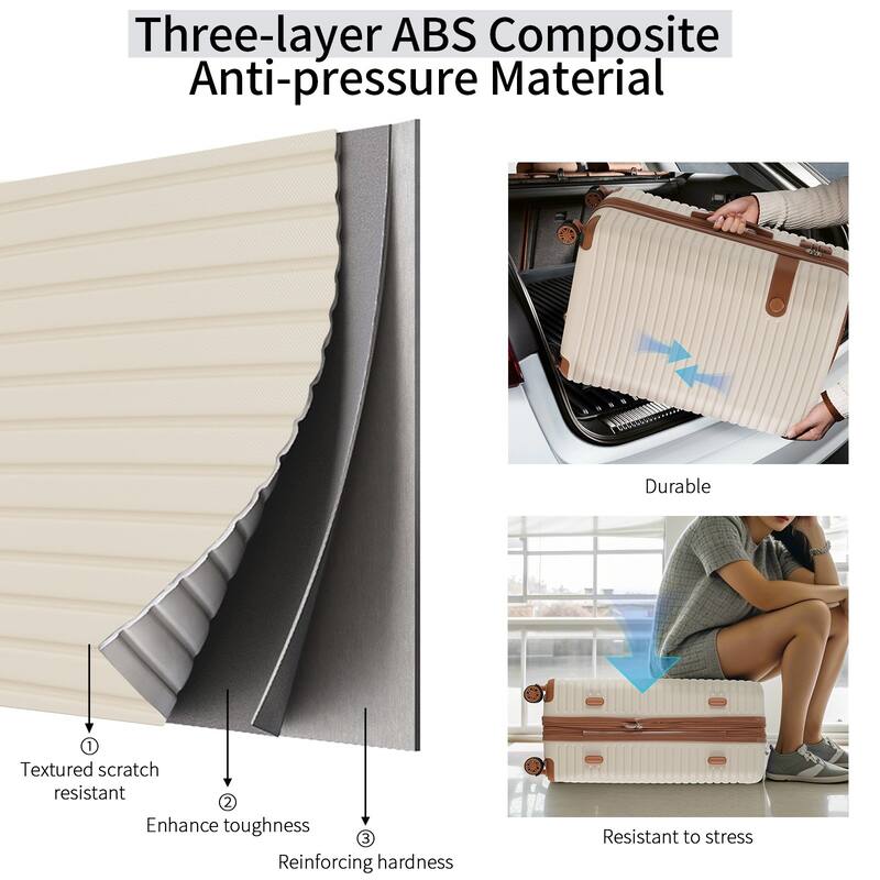 ABS Hard Shell Lightweight Expandable Travel Luggage with 4 Packing Cubes, TSA Lock, Spinner Wheels