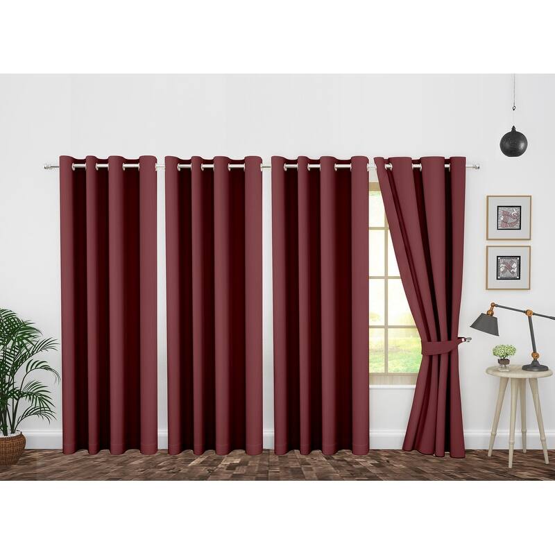 Polyester Insulated Blackout Curtains by Ample Decor- 4 Panels - 63 Inches - Maroon