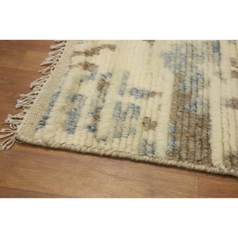 Hand-knotted Modern Wool Beige Abstract Area Rug Oriental Carpet - 8' 3'' X 5' 6''