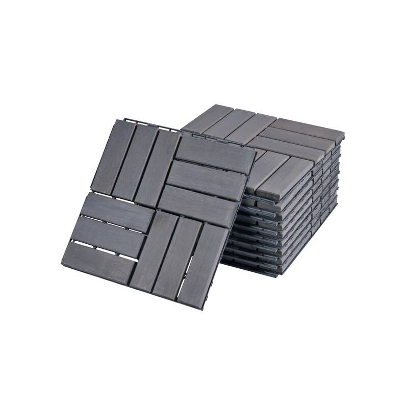 12" x 12" Light Gray Square Acacia Hardwood Outdoor Flooring